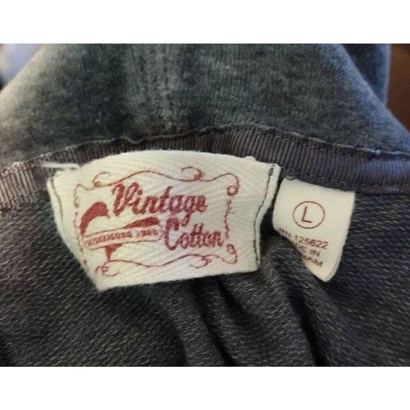 Vintage Cotton Brand Hoodie With Large Snaps and Velvet Tim and Hood Size Large - Picture 4 of 4